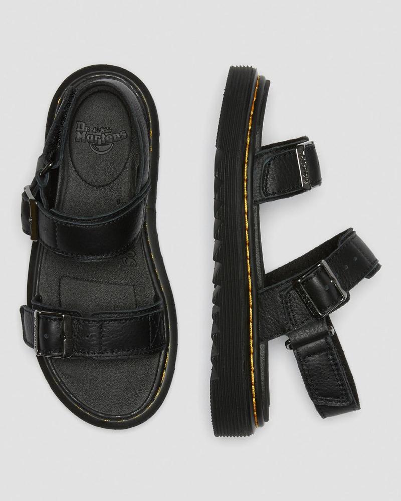 Black Kids' Dr Martens Junior Kyle Leather Sandals | CA 721ZUT